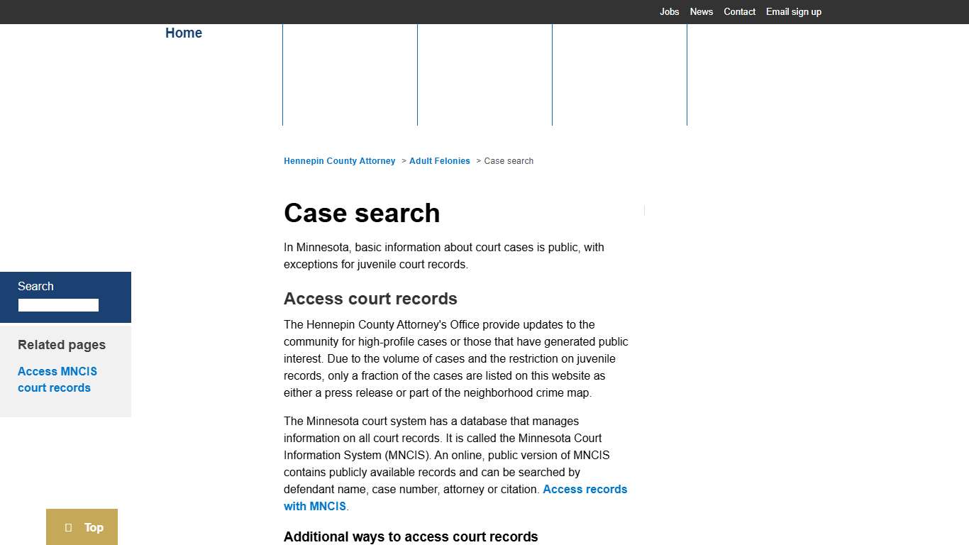 Case search Hennepin County